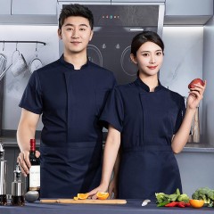 LYL_圆领暗门襟短袖厨TL2199短袖厨师服79.7%聚酯纤维 18.4%粘纤 1.9%氨纶